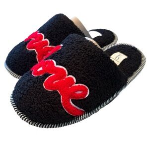 ED Ellen DeGeneres Faux Fur Slip On Wilesly Closed Toe Black/Red Salsa NWT